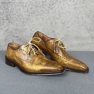 Calzoleria Toscana Oxford Shoes Men US ~7 Handmade Brogue Luxury Leather